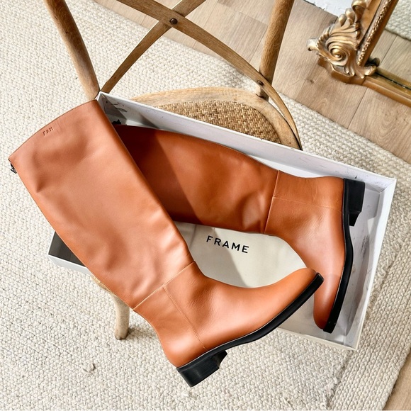 NWT Frame Ramsey Leather Knee High Tiding Boot In Tobacco - Picture 2 of 10